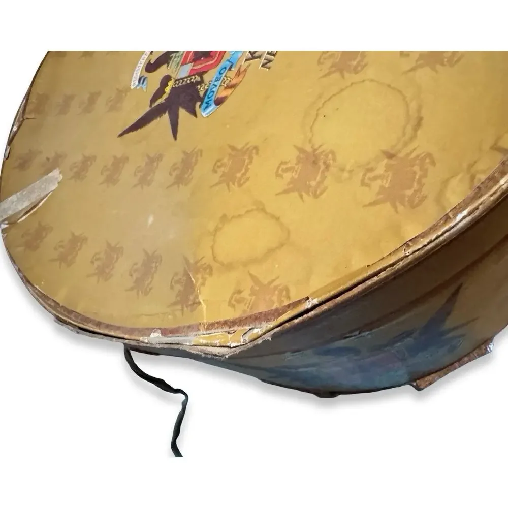 Vintage 1940s-50s Knox New York Hat Box Gold Cardboard Eagle Crest 14.75”